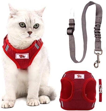 Cat Harness and Leash for Walking, Plush Dog Harness – Soft Plush, Step in Vest for Small and Medium Dogs and Kitten Puppy for Winter, with Pet Car Seat Belt