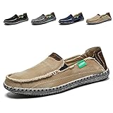 Men's Slip on Deck Shoes Loafers Canvas Boat Shoe Non Slip Casual Loafer Flat Outdoor Sneakers Walking