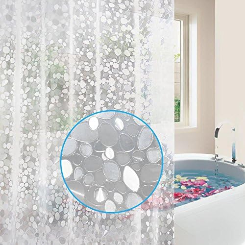 FINROS Shower Curtain Liner, PEVA Mildew Resistant Shower Liner Clear 72x72inch (Stone Pattern)