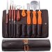 MeiGuiSha 10 Pieces Professional Wooden Pumpkin Carving Tools Kit Kit-13 Cuts, Scoops, Scrapers, Saws, Loops, Knives with Reusable PU Case Set, Knives with Reusable PU Case Set