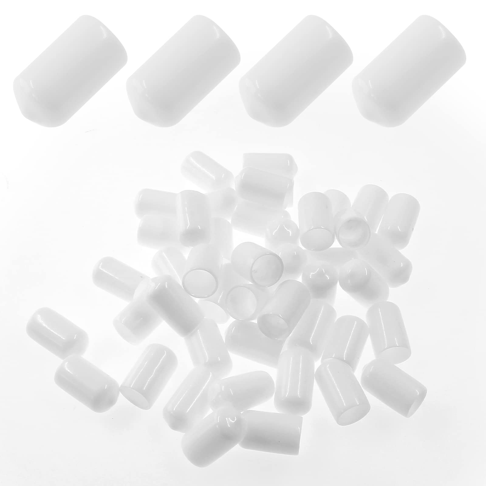 Photo 1 of Qjaiune 50pcs Rubber End Caps 1/2 Inch / 12mm Screw Thread Protector Caps, White Vinyl Screw Caps Rubber Dust Cover, Flexible Bolt Covers Caps Rubber Rod Cap for Threaded Screw Metal Tube