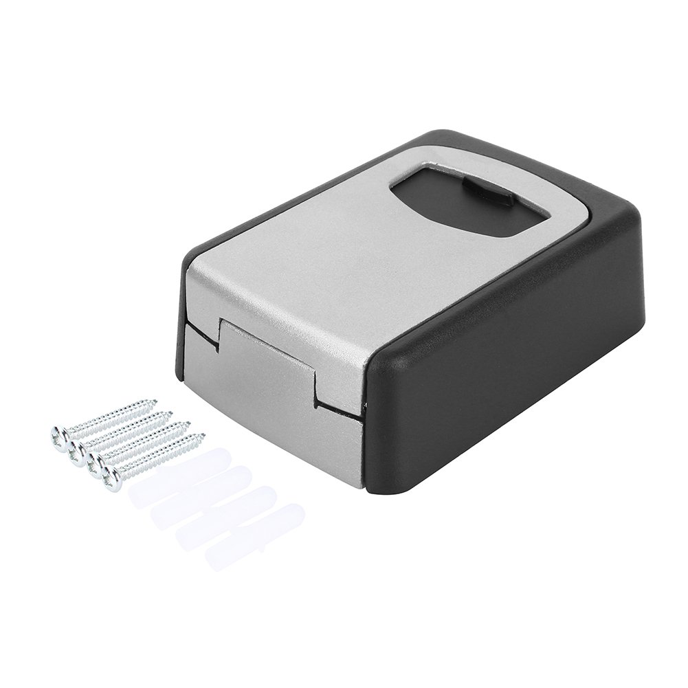 Key Safe Box with 4-Digit Combination Lock, Indoor Outdoor Key Safe Wall Mounted Security Lock Box for Keys, Stores Up to 5 Keys Key Safe Cupboard with Fixing Screws