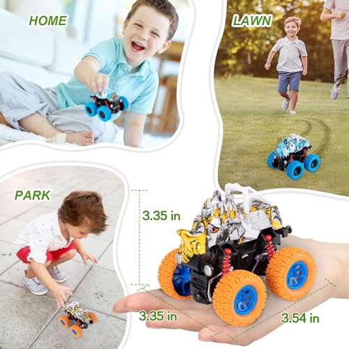 LODBY Dinosaur Trucks Toys for Kids 3-5 Year Old Boys, Friction