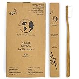 Natural Bamboo Toothbrush , 4 Units of BPA Free and Soft Nylon Bristles, Eco-Friendly, from Earth's Daughter.