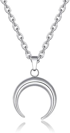 Half Moon Pendant Necklace for Men 