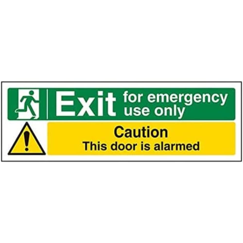 V Safety Eco Friendly Safe Condition Exit - Exit For Emergency Use Only/Door Alarmed - 300 X 100mm — image 1