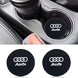 CARFORU 2 Pack Auto Sport 2.75 Inch Diameter Oval Tough Car Logo Vehicle Travel Auto Cup Holder Insert Coaster Can Car Interior Accessories Anti Slip Cup Mat Fit for Audi Accessory