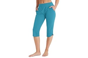 Emlovm Women's 18" Swim Capri Pants Quick Dry Long Swim Shorts UPF50+ Swimsuits Cropped Beach Pants with Pockets