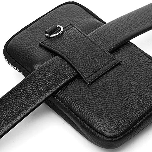 VIIGER Premium Leather Rugged Belt Pouches for Men Cell Phone Holster Carrying Pouch Holder Belt Clip Case Waist Bag Compatible for iPhone Xs Max/Xr/X/6/6s/7/8 Plus Galaxy S7,S8, S9, S10 Plus, Black - Thumbnail 4