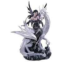 George S. Chen Imports Black Fairy Riding White Dragon Collectible Figurine Decoration Statue