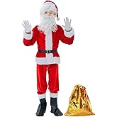 BERVYOSW Boys Santa Costume Kids Santa Suit 9 PCS Youth Santa Costume for Halloween Christmas Holiday Cosplay Party