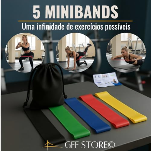 Kit 17 Peças Elástico Extensor + Miniband Treino Em Casa Exercício Físico Academia Fisioterapia Musculação Crossfit Pilates Yoga Aquecimento Funcional Alongamento Malhar Emagrecimento
