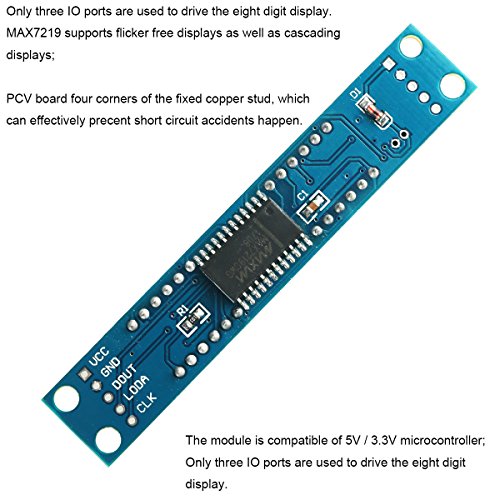 MakerFocus 4pcs 8-Digit 7 Segment Module MAX7219 8 Bit Digital Segment Tube LED Display Module Supports Cascade Eight Bit Serial 3 IO Ports for Arduino MCU/51/AVR/STM32