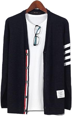 Amazon Co Jp Un Ananas 袖 ライン デザイン メンズ 男前 春 夏 カーディガン おしゃれ アイテム ロング丈 ミドル丈 ネイビー グレー アイボリー サイズ L Xl ネイビー L スポーツ アウトドア