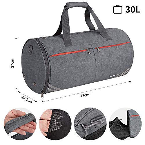 CANWAY-Faltbare-Sporttasche-Faltbare-Reisetasche-mit-dem-schmutzigen-Fach-und-Schuhfach-Leichtgewicht-45L-fuer-Maenner-und-Frauen