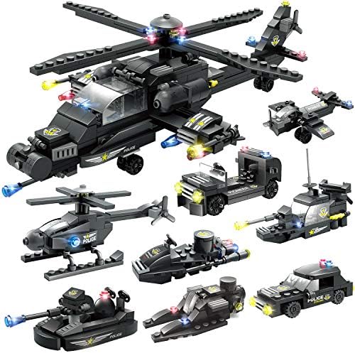 WishaLife 554pcs City Police, SWAT Set, City Police Station Building Sets, City Sets, Police Set for Boys Gift (Contain 8 Minifigures)
