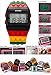 SHHORS LED Rainbow Creative LCD Sports Silicone Strap Wrist Watch Men’s Women’s Children’s Large LED092, Black, Strap