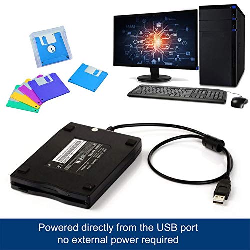 Florenceenid 3.5 inch 1.44MB FDD Black USB Portable External Interface Floppy Disk FDD External USB Floppy Drive for Laptop - Thumbnail 7