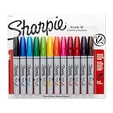 Sharpie Permanent Markers, Brush Tip, Assorted, 12 Pack