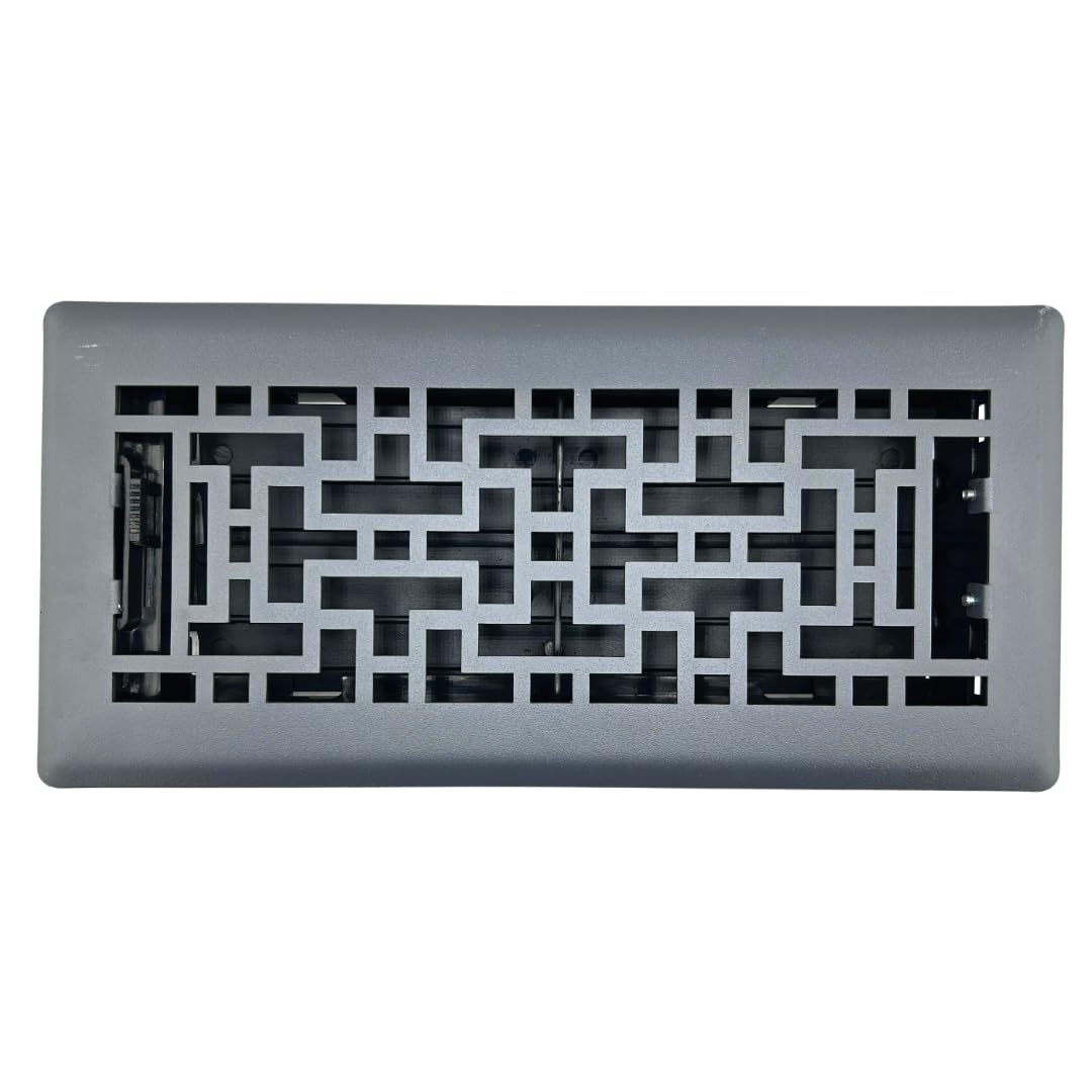 Photo 1 of Sierra Grates 4" x 14" Oriental Floor Register in Granite Grey Finish - Vent Covers for Home Floor- Decorative Air Vent Covers- Floor Register 4” x 14” (Duct Opening)