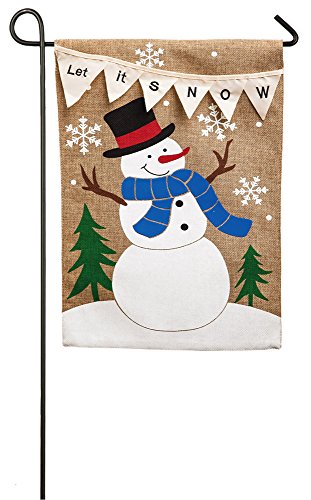 Evergreen let it snow pennant double-sided burlap garde…