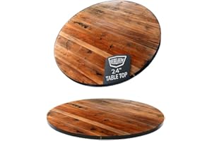 HEIRLOUM Reclaimed Wood Table Top - Rustic Recycled Wooden Piece Perfect for Signs, Kitchens, Dining and Coffee Table Tops (Reclaimed Wood Table Top with Metal Edge, 24" Round)