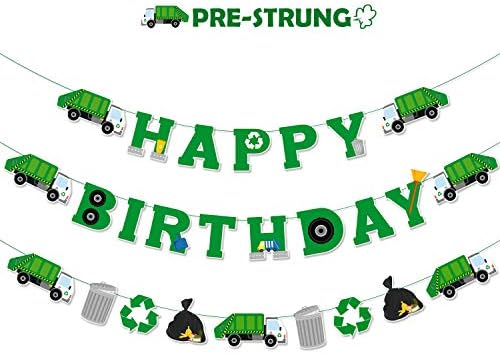 Garbage Truck Birthday Banner Trash Truck Party Supplies Waste Management Recycling Decorations Set Of 3 Chilehuerta Cl garbage truck birthday banner trash