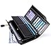 Jack&Chris Women's RFID Blocking Luxury Wax Genuine Leather Clutch Wallet Card Holder Organizer Ladies Purse, WB301 (Black)