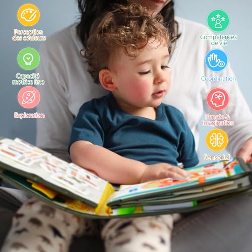 Almaxi French Busy Board Montessori Toy 3 Years, 8 in 1 Games Montessori Educational Activity and Development Toys, Games Plane Car Child Travel, Gift for Children Boy Girl 3 4 5 Years Old