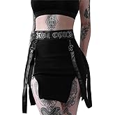 Women High Waist Zipper Strap Skirt Punk Sexy Gothic Cocktail E Girl Lady Split Prom Mini Skirts