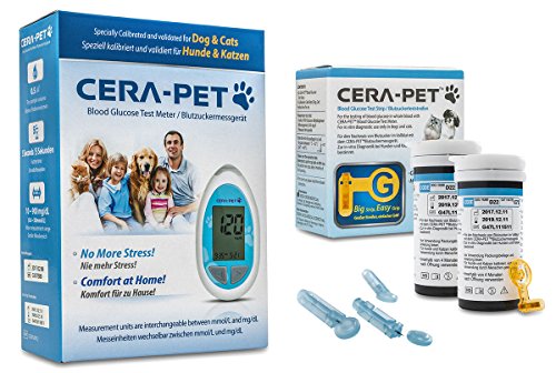 CeraPet Blutzuckermessgerät Set Vorteilspack für Hunde und Katzen + 50