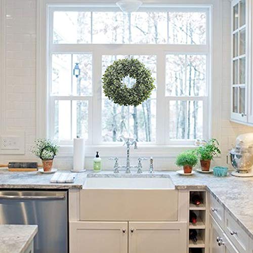 Nahuaa Boxwood Wreath for Front Door Decor, 17" Artificial Greenery Wreath Farmhouse Garland Home Office Housewarming Gift Greenery Decorations