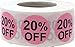 20% Percent Off Stickers for Retail 0.75 Inch 500 Adhesive Labels