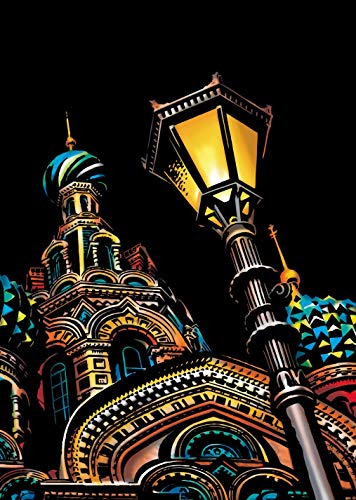 C-pop Scratch Art, Scratch Art Paper DIY Night View Scratchboard for Adult and Kids, with Stylus/Black Brush,8.2''x11.4'' (Street cornor)