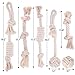 Yangbaga Dog Rope Chew Toys Dye Free - 100% Natural White Cotton - Safe for Small to Medium Puppies - Thick Knot Rope and Tug of War Balls - Teething Toys for Dental Health