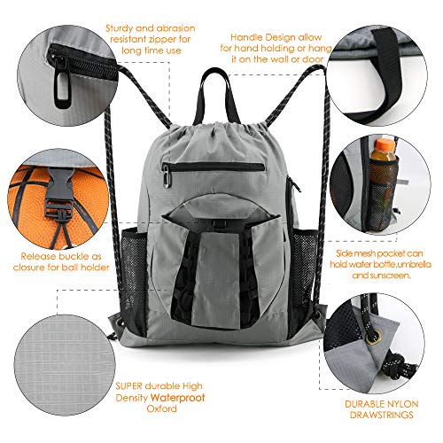 image for BeeGreen Drawstring-Backpack-Basketball-Gym-Bag with Ball Holder & Sho