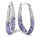 Sterling Silver Purple and White Hoop Earrings made with Swarovski Crystals