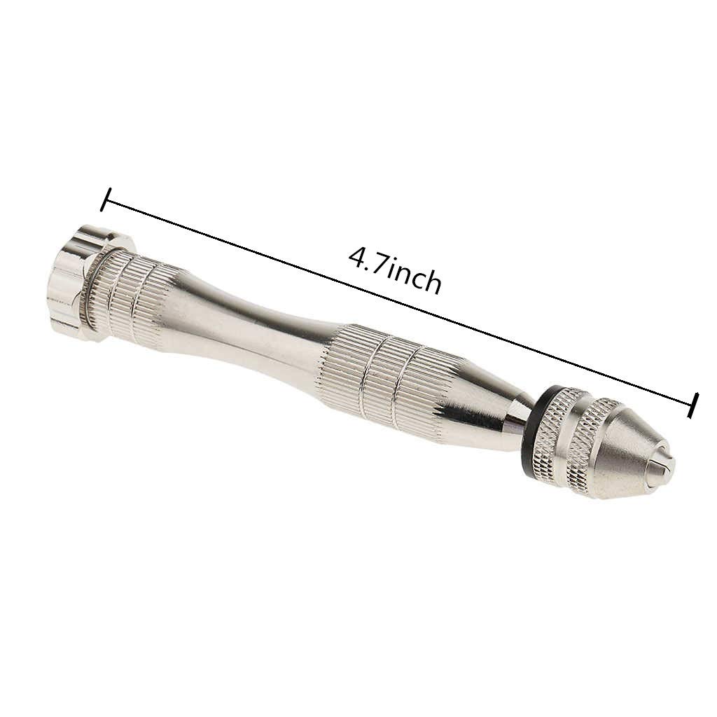 KINGFOREST Precision Pin Vise Hand Drill - Steel Manual Tool with 20-Piece Micro Bits (0.8-3mm) for Resin Casting Molds, Woodworking, Jewelry Making, Model Kits & Miniature Crafting (Silver)