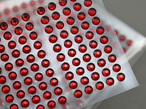 4mm SS16 Red Individually Self Adhesive Rhinestones For Cards And Invitations - 100PCS/SHT