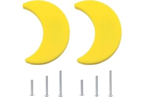 AIGEOU 2Pcs Kids Dresser Knobs Cute Drawer Pulls Soft Rubber Handle for Kids Room Drawer Cabinets Doors Cupboards(Yellow Moon)