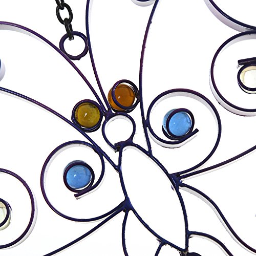 CEDAR HOME Wind Chime Unique Outdoor Indoor Hanging Mobile Bell Windchime for Garden Lawn Yard Patio Waterproof Metal Glass Home Decor, 6.5" W x 1.5" D x 20" H, Butterfly - Thumbnail 5