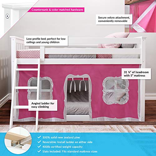 Max & Lily Low Bunk Bed, TwinOverTwin Bed Frame For Kids With