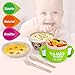 Kids Dinnerware Set - 5 Piece Childrens Dinnerware Sets, Wheat Fiber Ultimate Baby Feeding Set Perfect to Go Storage FDA Approved BPA Free