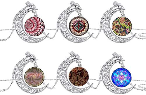 FIONUSUM Madala Flower Jewelry Necklace/Ear Stud Piercing Glass Time Gem Collactions Gift for Women Girls