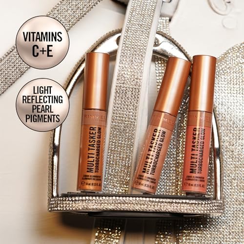 Multi Tasker Turbocharged Glow, 004 Chelsea Glow, Illuminante liquido per il viso, Perle riflettenti, Luminosità naturale, Vitamina C & E, Formula Vegana, 10 ml