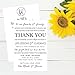 Hadley Designs 50 Wedding Thank You Place Cards, Rehearsal Dinner Thank You Table Sign, Menu Place Setting Card Notes, Placement Thank You Note Favors For Family & Guests
