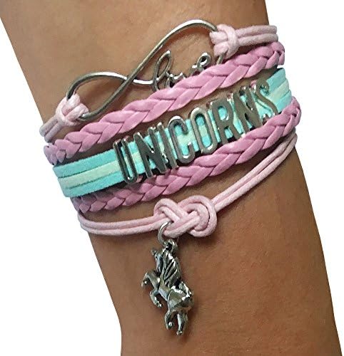 Infinity UNICORNS Bracelet Gift for Girls, UNICORN Jewelry, Infinity Bracelet Unicorn Charm, Gift Boxed (Pale Rainbow)