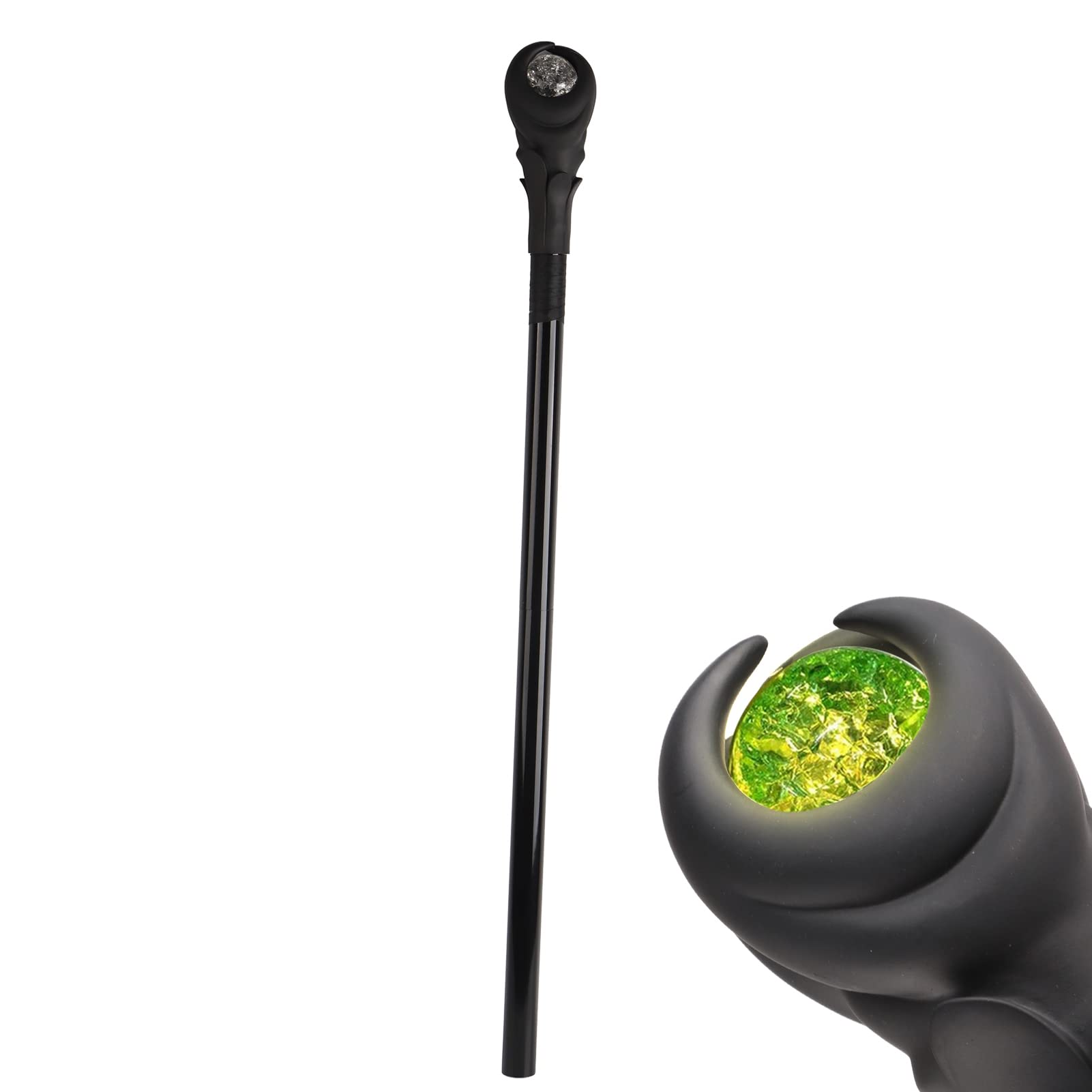 Light Up Maleficent Staff,Halloween LED Evil Wizard Wand Glowing Staff,Evil Wizard Wands Magic Witch Wands with Glowing Light Halloween Wands Cosplay Costume Props (Green)
