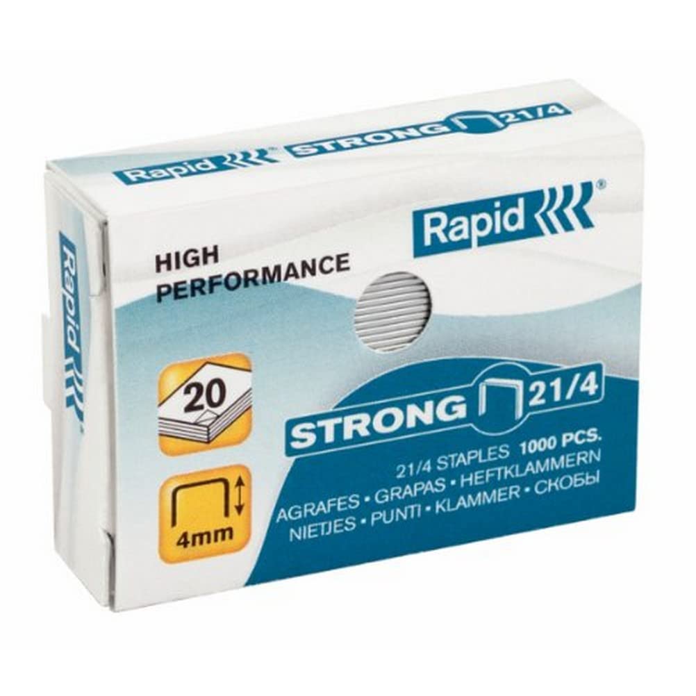Rapid 21/4mm Strong Staples, For Stapling up to 15 Sheets, Use with Desktop Staplers and Pliers, Galvanised Wire, Box of 1000, 24863400