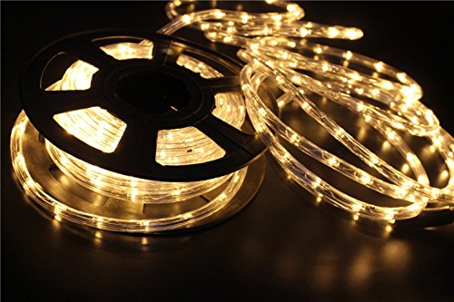 STARSHINE 110V 2-Wire Waterproof LED Rope Light Kit for Background,Outdoor,Christmas Lighting,Trees,Bridges and Eaves Decorations (Warm White, 50ft/15M)